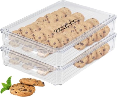 Grote stapelbare koekjesdozen - 2 stuks - Ideaal voor het opslaan en organiseren van gebakken lekkernijen, snacks en groenten