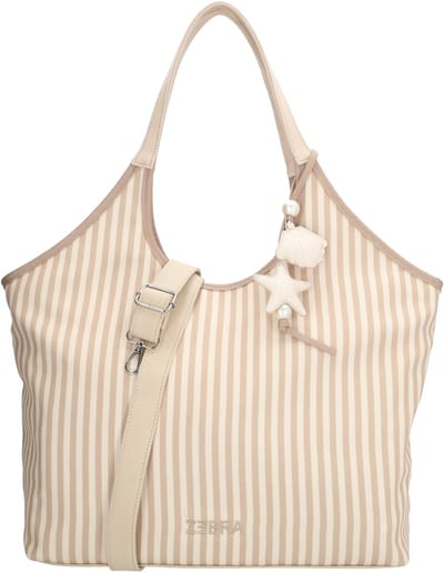 Zebra Trends Sample Shopper - Streeppatroon - Schoudertas - Handtas - Shopper - Bagcharm - Ruim - Strand - Stad - Tote Bag - Dames Tas - Crème