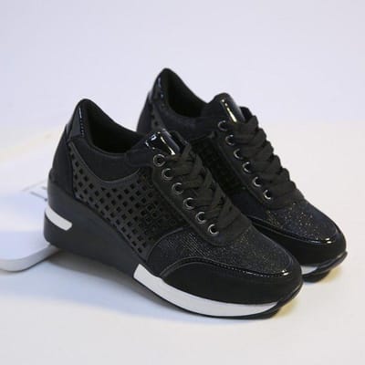 Baskets de jogging compensées à semelle épaisse pour femmes, chaussures de course respirantes et confortables, chaussures de marche et de sport 39