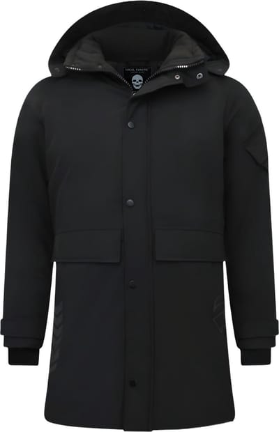 Heren Parka Winterjas - Lange Winterjas Heren - Gewatteerde Jassen - 9803 - Zwarte Jas