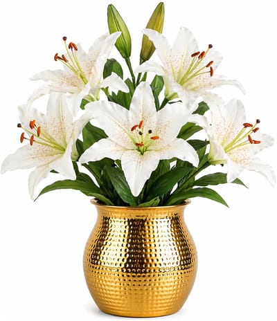 Mica Decorations Kunstbloem Lily Stargazer Valley - 2x - H75 cm - wit - kunststof - stelen kunstbloemen - boeket - bloemetjes