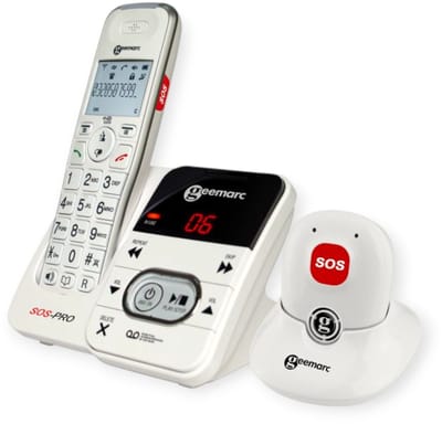 GEEMARC AmpliDECT 295 SOS Pro draadloze telefoon met 30 dB GELUIDSVERSTERKING voor SLECHTHORENDEN. Met ALARM Pendant en BEANTWOORDER