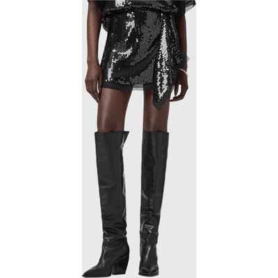 AllSaints Fonsie Emb Skirt Black Taglia: 2 | Minigonne Outlet | Donna | Nero