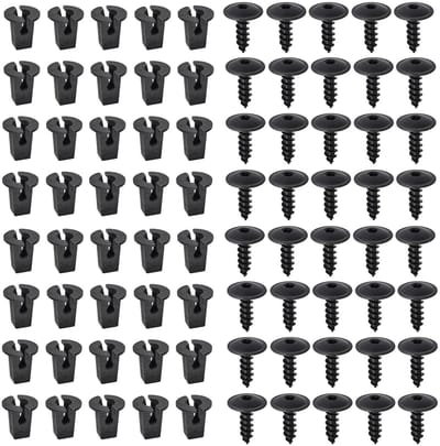 Set van 40 M5 x 16 mm Zwarte Bevestigingsschroeven met Dichting voor Auto Modderbescherming en Bumperaccessoires, Geschikt voor Diverse Voertuigen