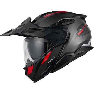 Nexx X.Lifecountry Terra Carbon Mat Grijs Rood Systeemhelm - Helm