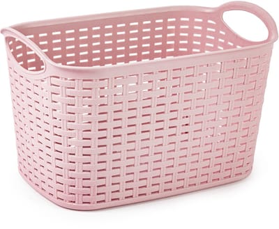 Plasticforte opbergmand - kastmandje - 6,4 liter - roze - kunststof - 19 x 29 x 18 cm - opslag - mandjes