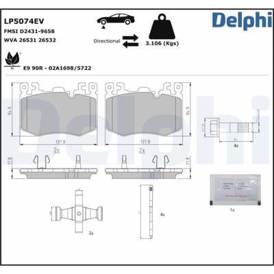 Remblokkenset, schijfrem DELPHI LP5074EV