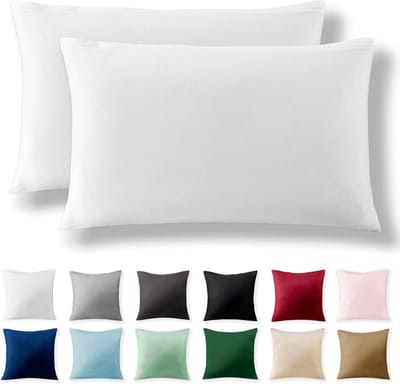 Famanu - Set van 2 kussenslopen 50 x 75 cm – 100% katoen met ykk-ritssluiting, superzachte kussensloop, kussenhoes, oeko-tex®-standaard gecertificeerd, wit, alleen kussensloop