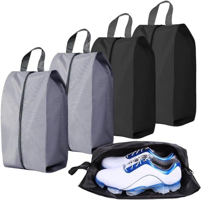4 stuks opvouwbare reisschoenentassen – stof- en vochtbestendig, ruim design met ritssluiting – zak voor wandelschoenen, sportschoenen en sneakers – reisaccessoire voor koffer en tas
