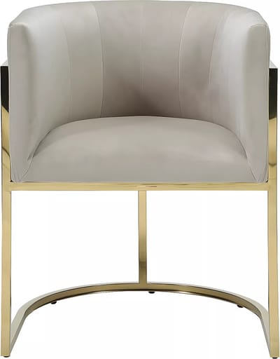 Vente-unique Stoel met armleuningen PERIA - Fluweel en roestvrij staal - Beige & goudkleurig - van Pascal Morabito