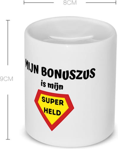 Akyol - mijn bonuszus is mijn superheld Spaarpot - Zus - super bonuszus - verjaardag - cadeautje voor zus - zus artikelen - kado - geschenk - 350 ML inhoud