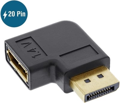 DisplayPort adapter met DP_PWR - 90° haaks naar rechts - versie 1.4 (5K/8K 60Hz) / zwart