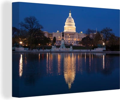 Canvas Schilderij Verenigde Staten Capitool - 30x20 cm - Wanddecoratie