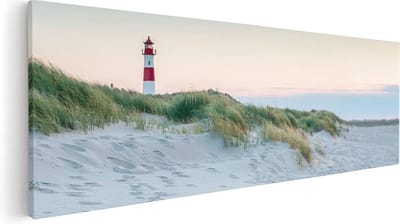 Artaza Canvas Schilderij Duinen - 60x20 cm - Wanddecoratie Strand En Zee - Muurdecoratie Vuurtoren - Schilderijen Op Canvas