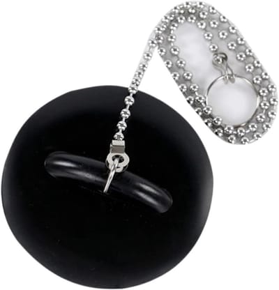 Badstop Met Ketting - Douche Afvoer - Water Dicht Houden - Lekvrije Afsluiting - Universele Maat - Zwart