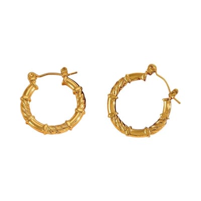 Aramat Jewels | Oorringen | oorringen-gedraaid-glad-goudkleurig-22mm | | | |6mm | Staal | Volwassenen | Verkleurd niet