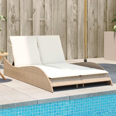 vidaXL - Ligbed - met - kussens - 114x205x73 - cm - poly - rattan - beige