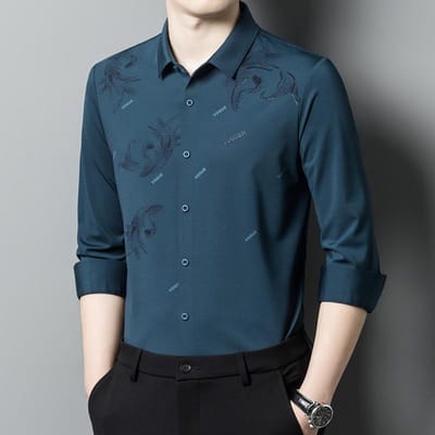Heren Herfst Lange Mouw Shirt Zakelijk Middenleeftijd Shirt Papa Herfst Outfit Effen Kleur Bedrukking Top 4XL