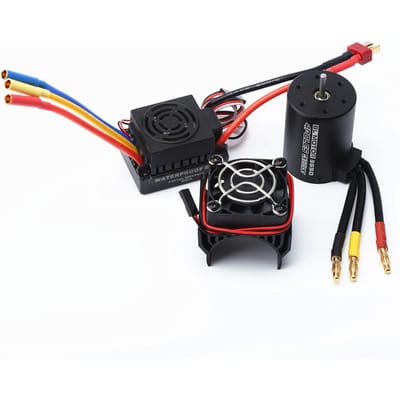 3650 4300KV Borstelloze Motor & 60A ESC & Koellichaam Afdekkap Combo voor 1:8/1:10 Afstandsbediening Auto en 4300KV zwart
