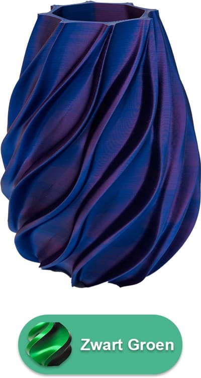 Oliva organische vaas – Decoratieve vaas - Zwart / Groen - 3d geprinte vaas – geschikt voor droogbloemen - 20CM