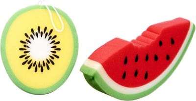 NTB Bad- en Douchespons - Groot - Watermeloen + Kiwi Voordeelset 2 stuks!! - Afmeting: 25 x 10 x 3 cm. en 18 x 15 x 3cm.