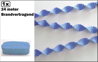 Crepe guirlande brandvertragend licht blauw 24meter -BRANDVERTRAGEND - verjaardag vlaglijn festival thema feest