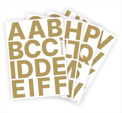 Stickey Letter stickers - Metallic Goud 6cm - Voor binnen en buiten - Mat