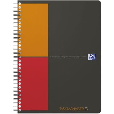 Oxford International Task Manager B5 80 vel soepele kunststof kaft grijs