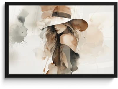 Poster in lijst - Fotolijst 60x40 cm - Posters - Mysterieus - Vrouw - Sepia - Posterlijst zwart - Decoratie - Wanddecoratie woonkamer - Muurdecoratie slaapkamer