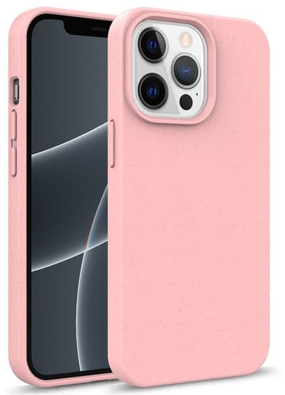 geschikt voor iPhone 14 Eco Hoesje - Flexibel Telefoonhoesje Bio Degradable - Mobiq Flexibel Eco Hoesje roze- geschikt voor iPhone 14
