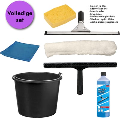 Professionele Glasreinigingsset 5in1 | 35cm Set inclusief Azella spons & GRATIS professionele glasdoek