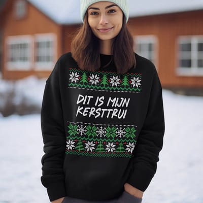Foute Kersttrui - Kleur Zwart - Dit Is Mijn Kersttrui - Maat L - Uniseks Pasvorm - Kerstkleding voor Dames & Heren