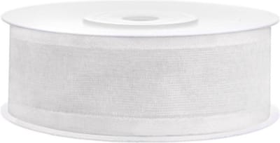 PartyDeco Hobby chiffon sierlint - wit - 2,5 cm/25 mm x 25 meter - decoratie - cadeaulinten - decoratielint