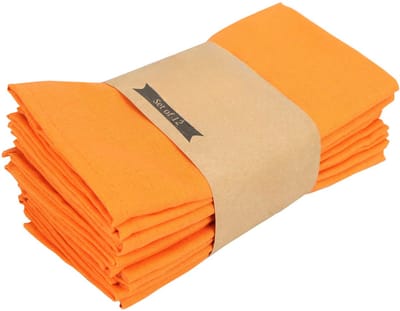 Set van 12 Katoen-Linnen Servetten 40x40 cm – Herbruikbare Stoffen Tafelservetten, Linnen Servetten, Tafeldecoratie, Placemats en Keukendoeken voor Eettafel, Diner en Feestjes - Oranje