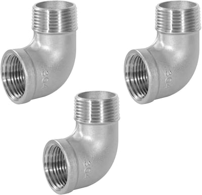 Hoekbuisconnector van roestvrij staal 304, 3 stuks, 3/4 inch mannelijk naar 3/4 inch vrouwelijk, schroefdraad, 90 graden hoekbuis-accessoires voor water, verbindingsstuk, conversie