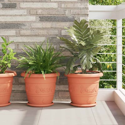 vidaXL - Ronde - Bloempot - 6 - st - Baksteenrood - Ø - 34 - x - 28 - cm - Kunststof