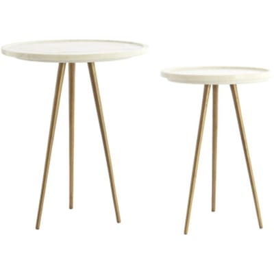 Light & Living - Bijzettafel PRATO - Ø43x53 cm - Wit - Set van 2