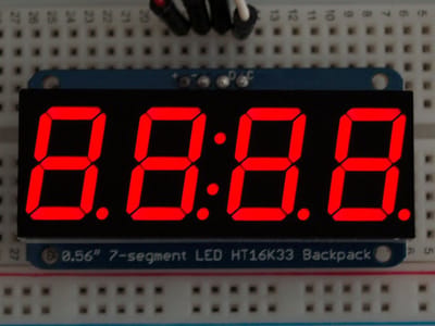 0.56 inch 4-Digit 7-Segment Display w/I2C Backpack Rood adafruit 878