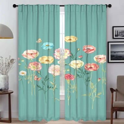 Bloemen Scheidingsgordijnen voor Woonkamer Gordijn Halloween Decoratie Tule voor Slaapkamer Shades Huis Interieur Gordijnen 2 Stuks W50xH70cmx2pcs-CL