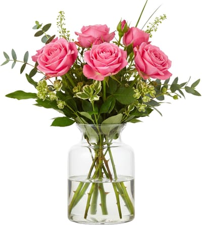 Hakbijl Glass Melkbus bloemenvaas - glas - H20 x D14 cm - Bloemen/takken/boeketten - transparant
