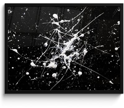 Poster in lijst - Fotolijst 80x60 cm - Posters - Verfspatten - Wit - Abstract - Explosie - Posterlijst zwart - Decoratie - Wanddecoratie woonkamer - Muurdecoratie slaapkamer