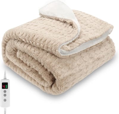 Elektrische Deken 160x130 cm Beige - 9 Warmteniveaus & Timer - Machine Wasbaar Comfort