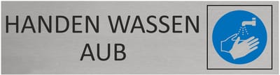 CombiCraft aluminium deurbordje Handen wassen a.u.b. - 165 x 45 mm met tape