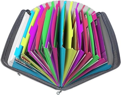 Uitbreidbare documentfolder met 13 kleurrijke vakken en tabs, A4 archiefmap voor papierwerkorganisatie