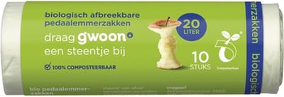 G'woon - Biologische pedaalemmerzakken - pak 20x 10 stuks 20 liter - Voordeelverpakking