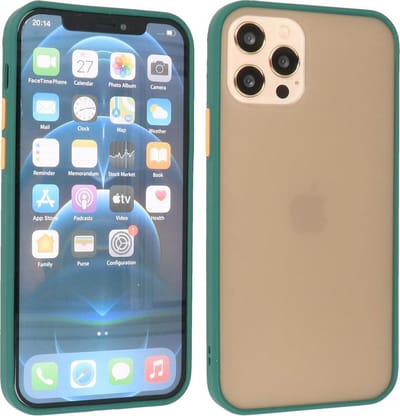 Hoesje Geschikt voor de iPhone 12 & iPhone 12 Pro - Hard Case Backcover Telefoonhoesje - Donker Groen