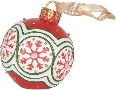 Clayre & Eef Kersthanger Kerstbal Ø 12x14 cm Rood Kunststof