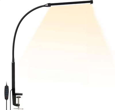 Vicon Bureaulamp LED Dimbaar - 3 Kleuren licht - Met Klem - Klemlamp - Leeslamp - Tafellamp - Bedlamp - Hobbylamp