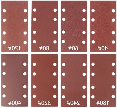 Allecta - Schuurpapier met klittenbandsluiting, 93 x 185 mm, 8-gats (korrel 40-400) voor metaal en niet-metaal oppervlakken - 48 stuks