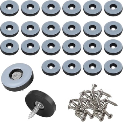 Vloerglijders schroefset met Teflon - 24 stuks - Ø 22 mm - Zwarte meubelglijders voor bescherming van meubels